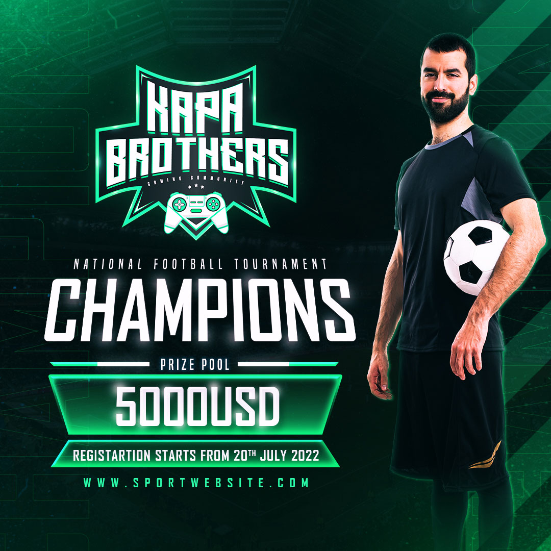 30 Esports Social Media Banner Bundle/Pack, football player on green background.