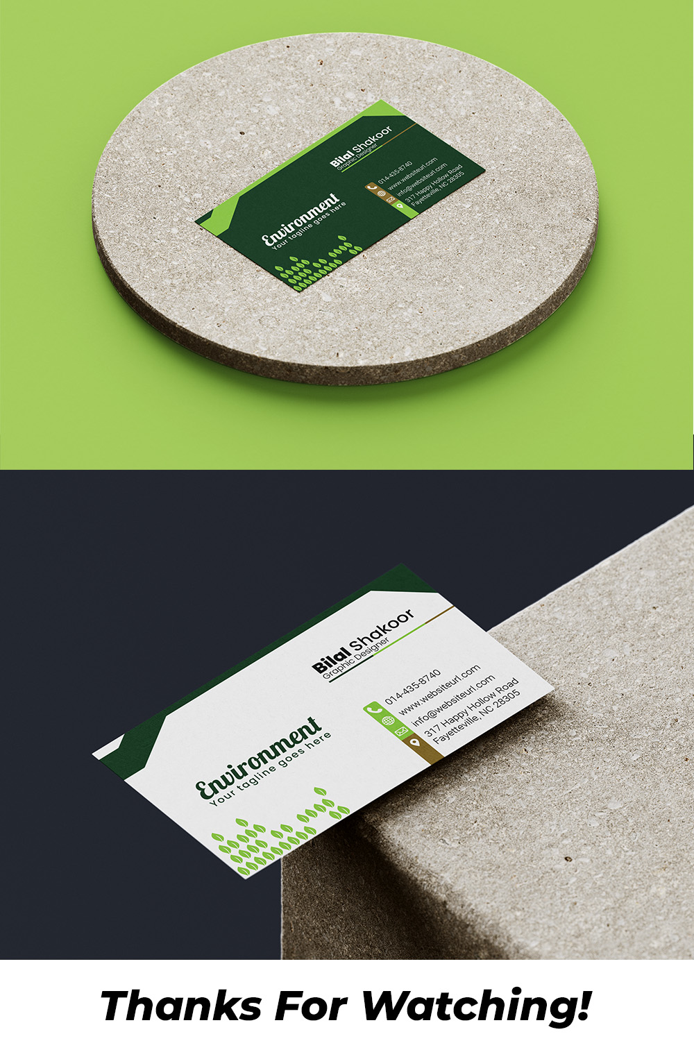 Green Business Card in 3 Colors pinterest image.