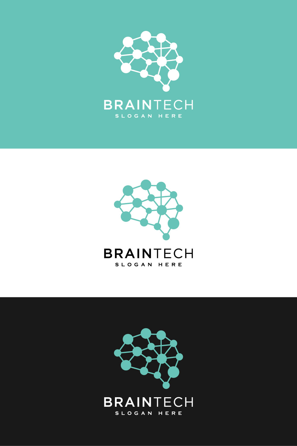 Brain Technology Logo Design Line Style Pinterest Image.