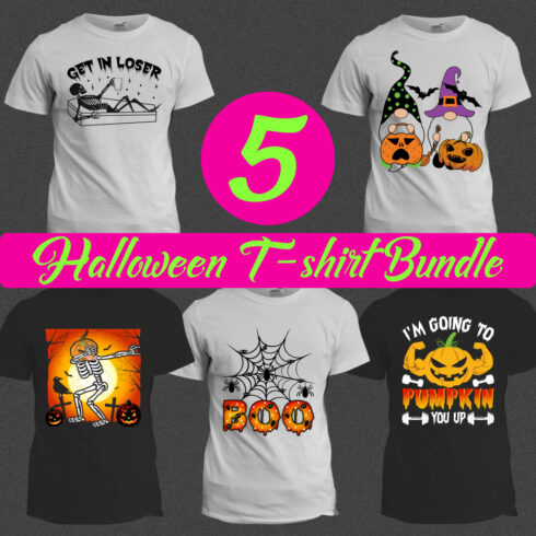 5 halloween t shirt designe bundle