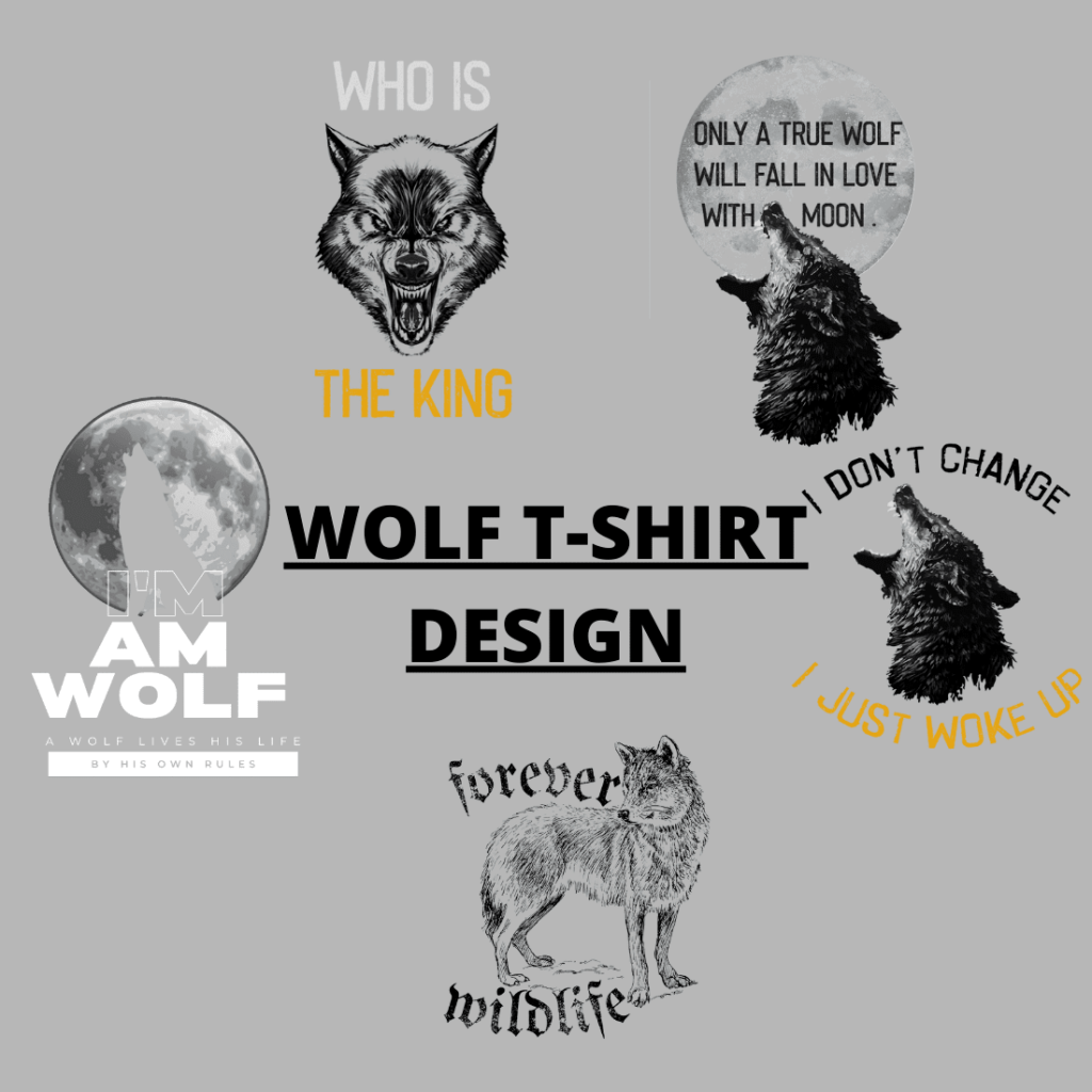 5 beautiful wolf t shirt design bundle in PNG & PSD format collection ...