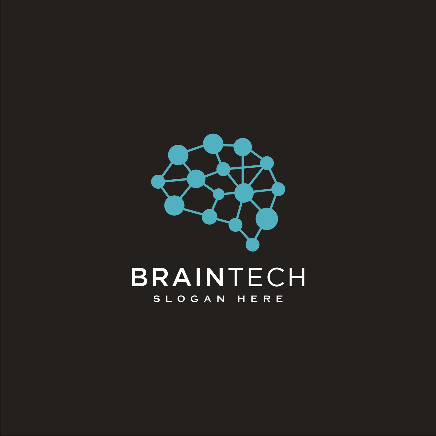 Brain Technology Logo Design Line Style Preview Image.
