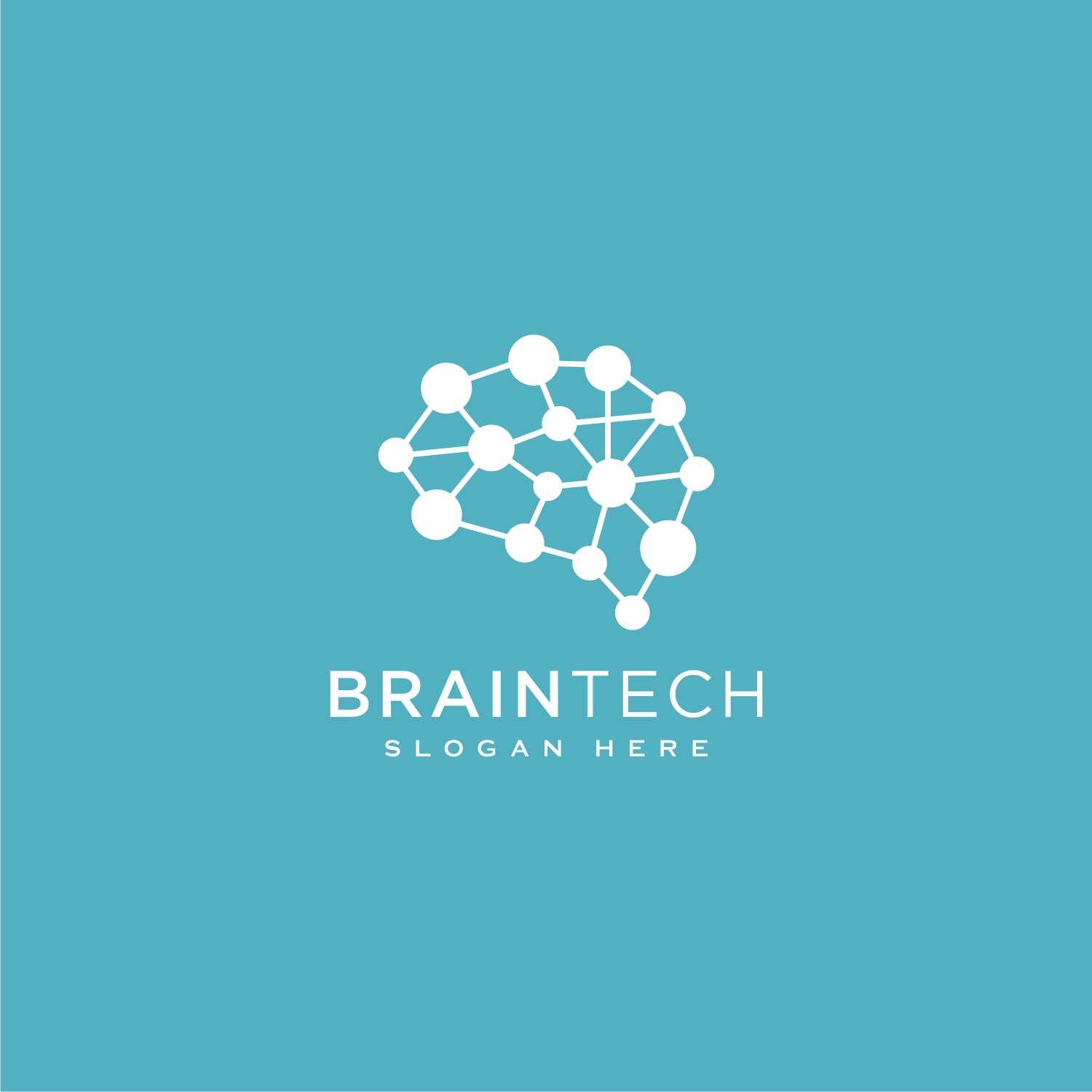Brain Technology Logo Design Line Style.