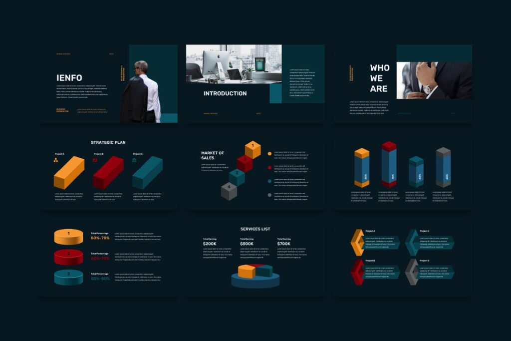 IENFO - 3D Infographics Presentation (DARK) – MasterBundles