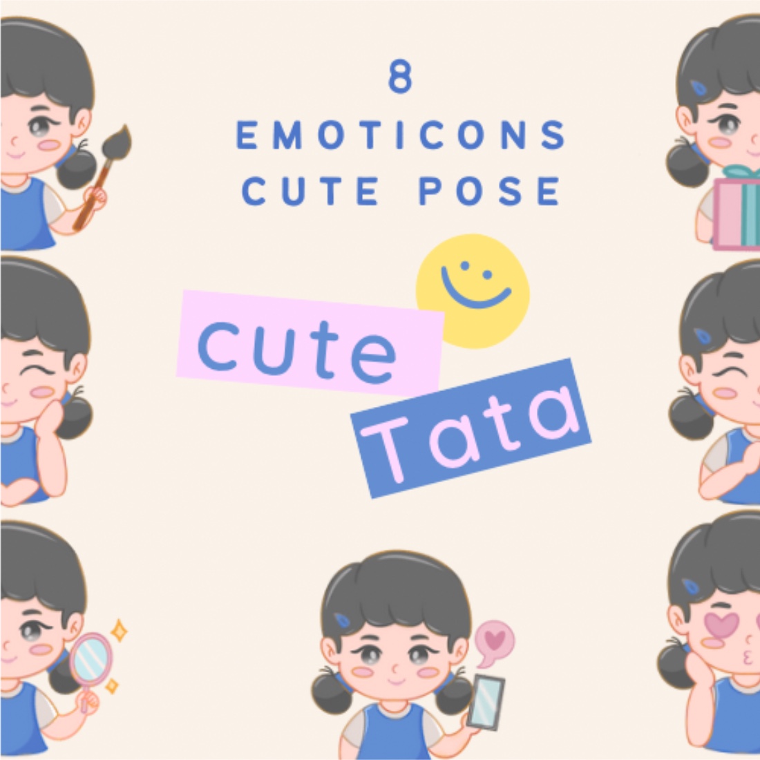 8 Cute Girl Facial Expressions - Only $10 cover image.