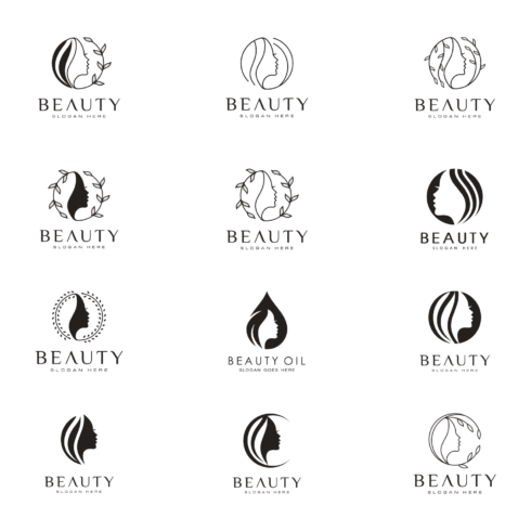 12 Women Face Beauty Logo Vector Design cover image.