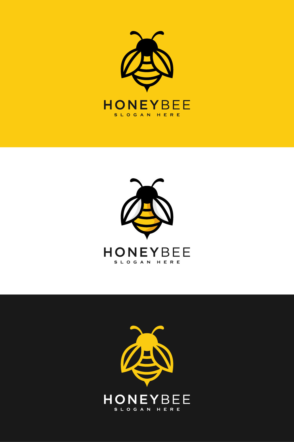 3 Honey Bee Animals Logo Vector Pinterest Image.
