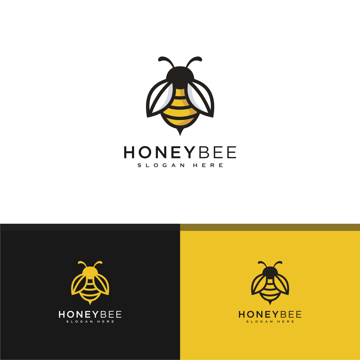 3 Honey Bee Animals Logo Vector Cover Image.