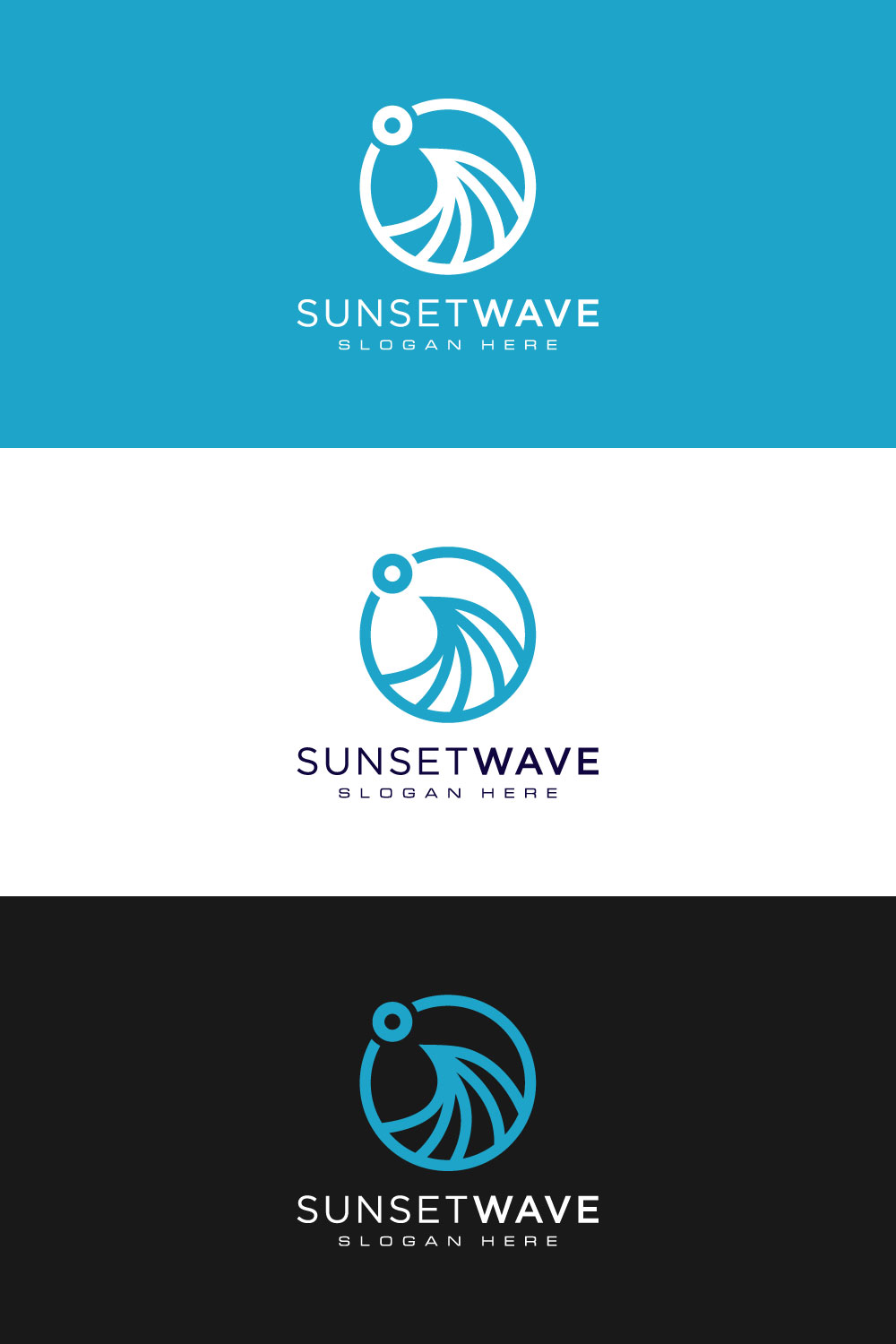 Sunset Wave Beautiful Logo Design Template Pinterest Image.
