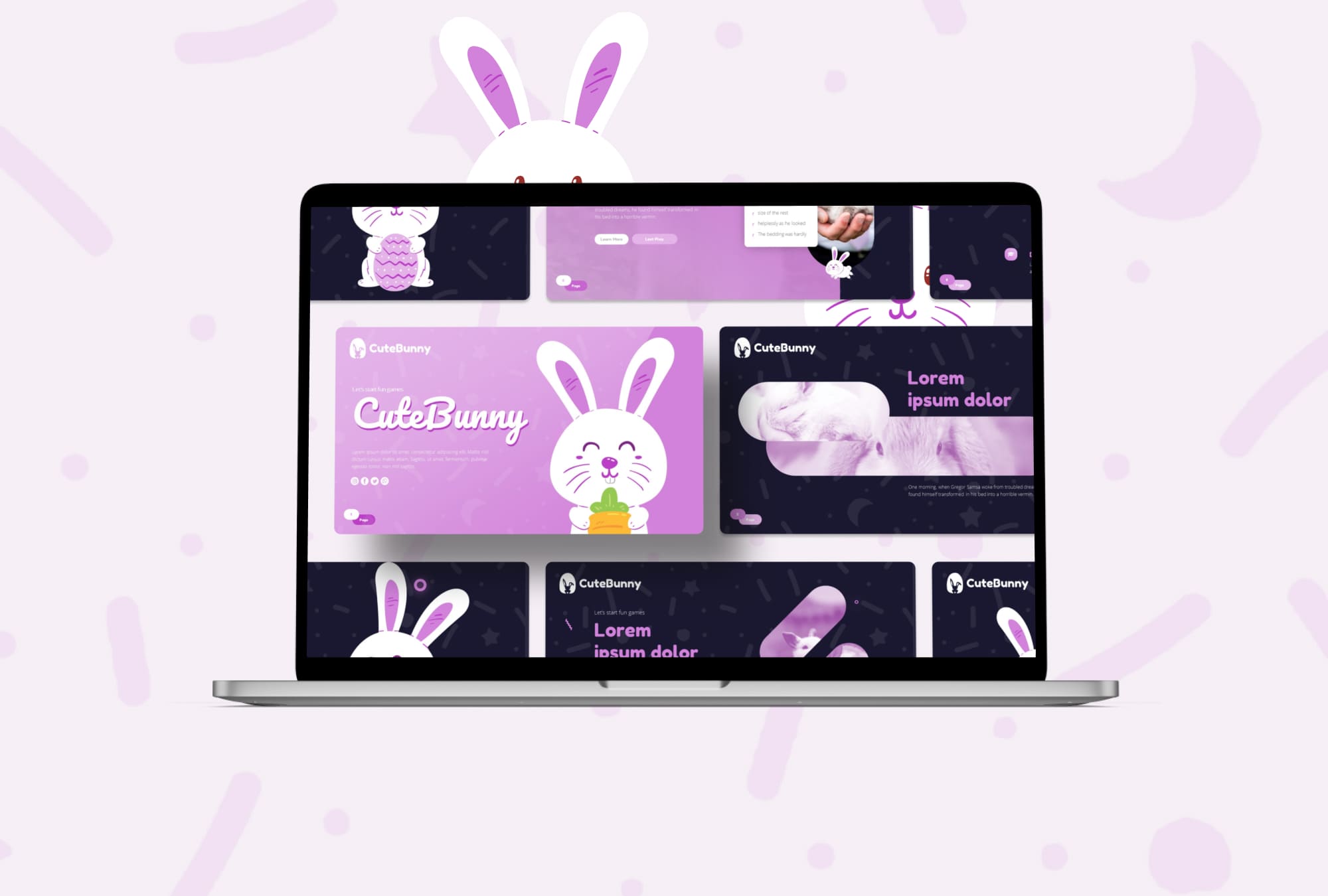 Cute Bunny Presentation Template - laptop.