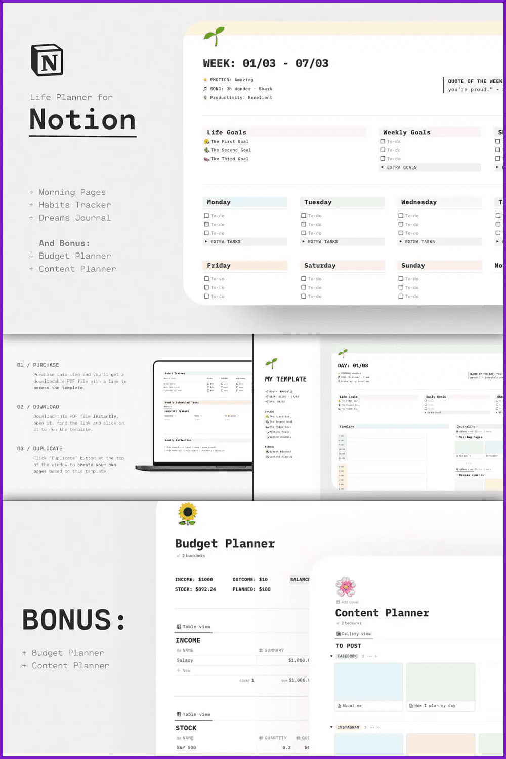 Lifestyle Planner / Notion Template.