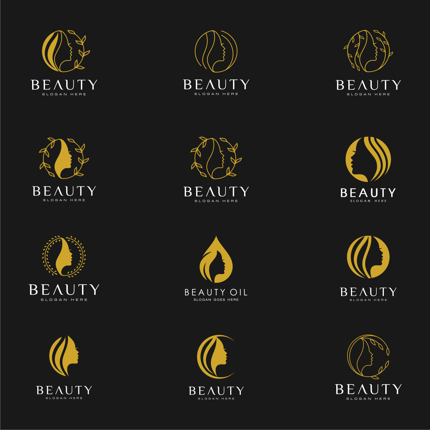 12 Women Face Beauty Logo Vector Design preview image.