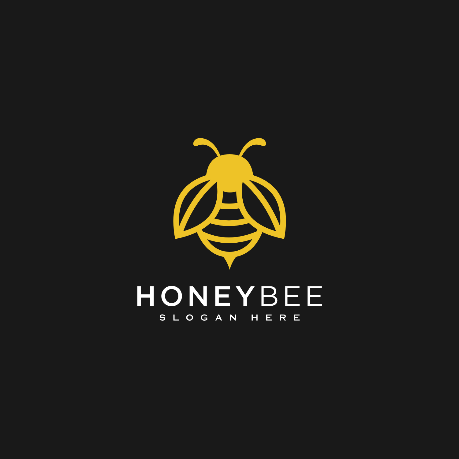 3 Honey Bee Animals Logo Vector Black Style.