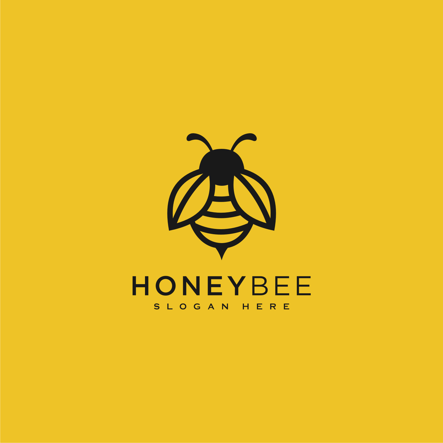 3 Honey Bee Animals Logo Vector Yellow Style.