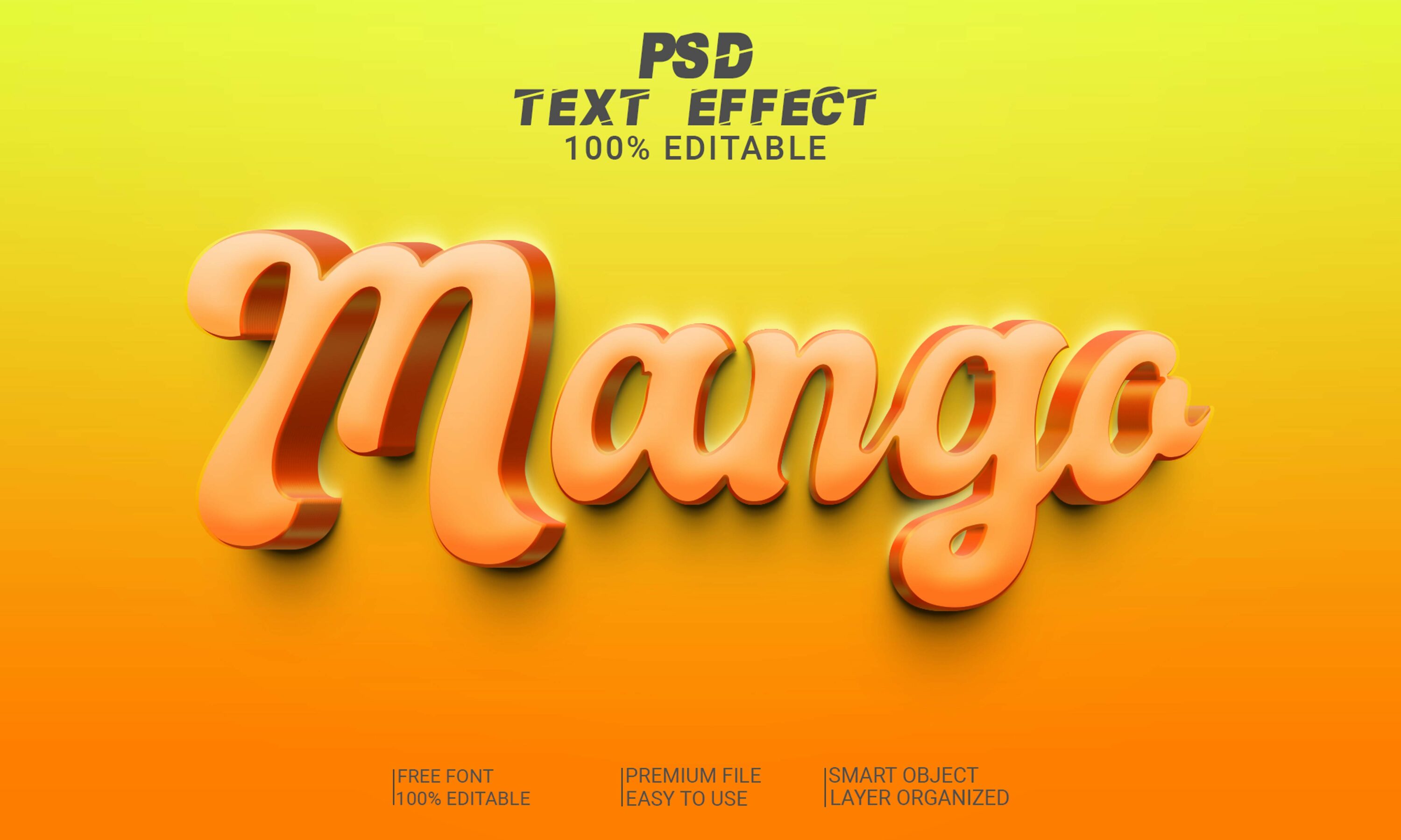 Text Style PSD File orange mango text effect.
