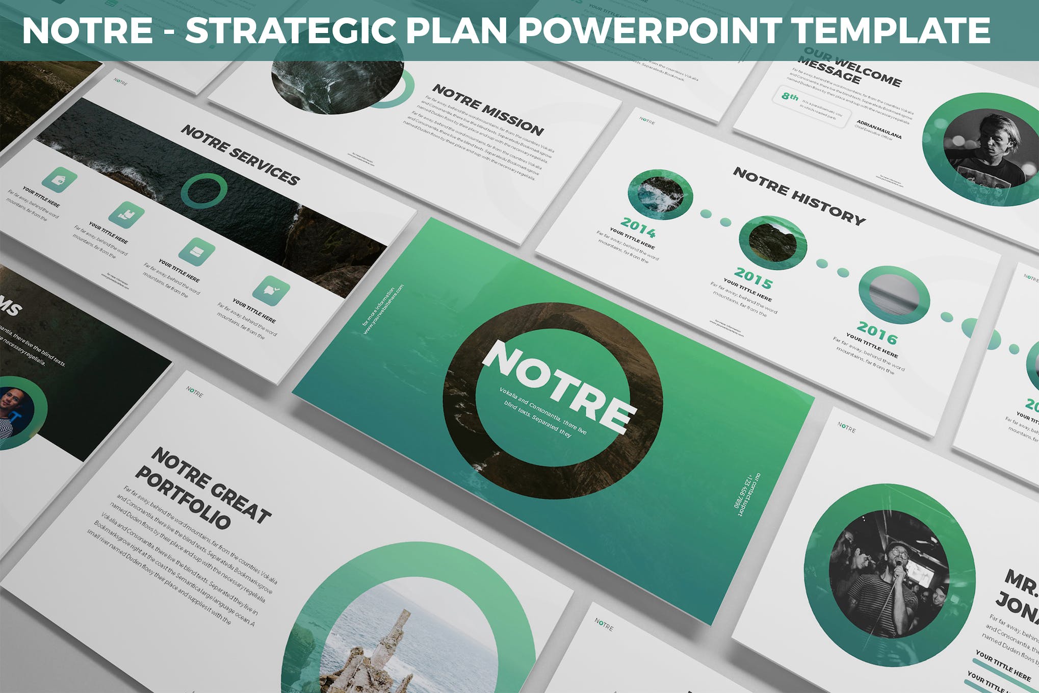 Cover image of Notre - Strategic Plan Powerpoint Template.