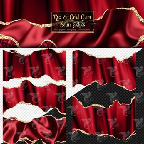 Red and gold glam satin edges - main image preview.