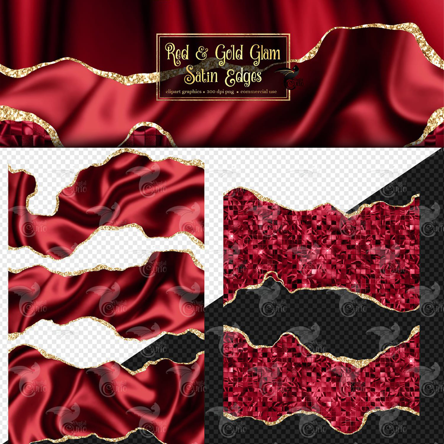 Red and Gold Glam Satin Edges created by Digital Curio.