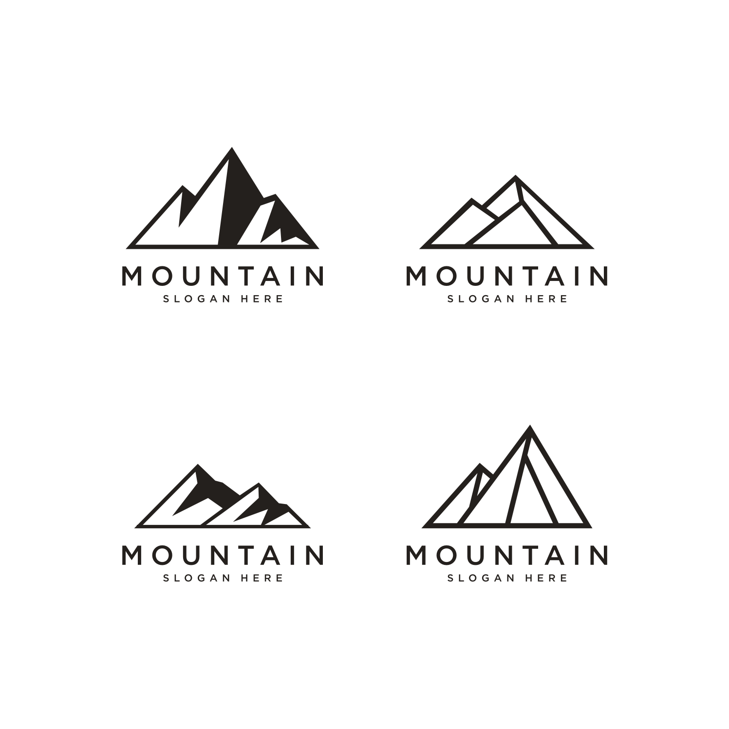 Set of Mountain Logo Vector Design Templates, 4 LOGO cover image.