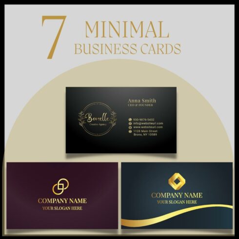 7 Minimal and Unique Professional Double-sided Business Cards cover image.