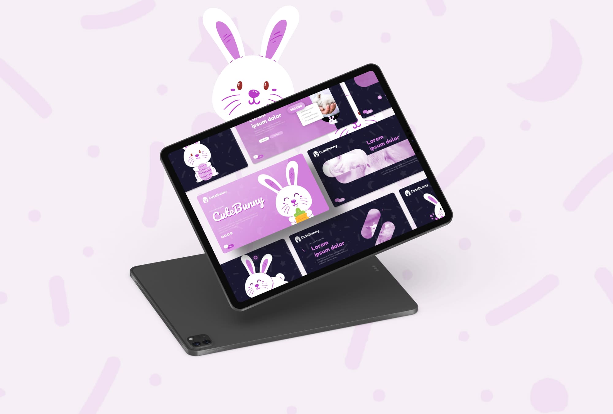 Cute Bunny Presentation Template - tablet.