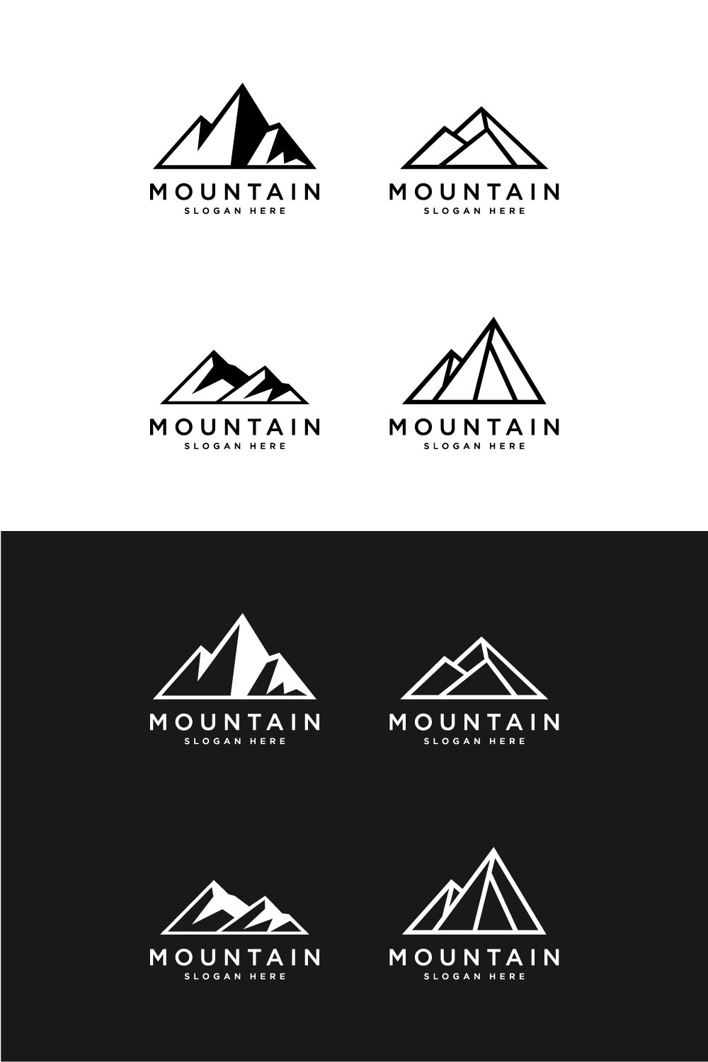 Set of Mountain Logo Vector Design Templates, 4 LOGO