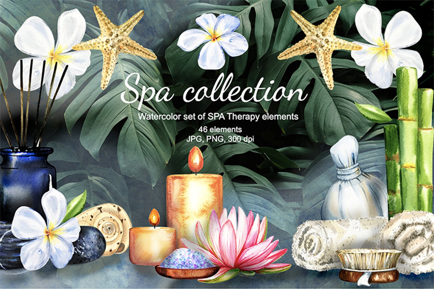 Cover image of Watercolor Spa Therapy clipart.