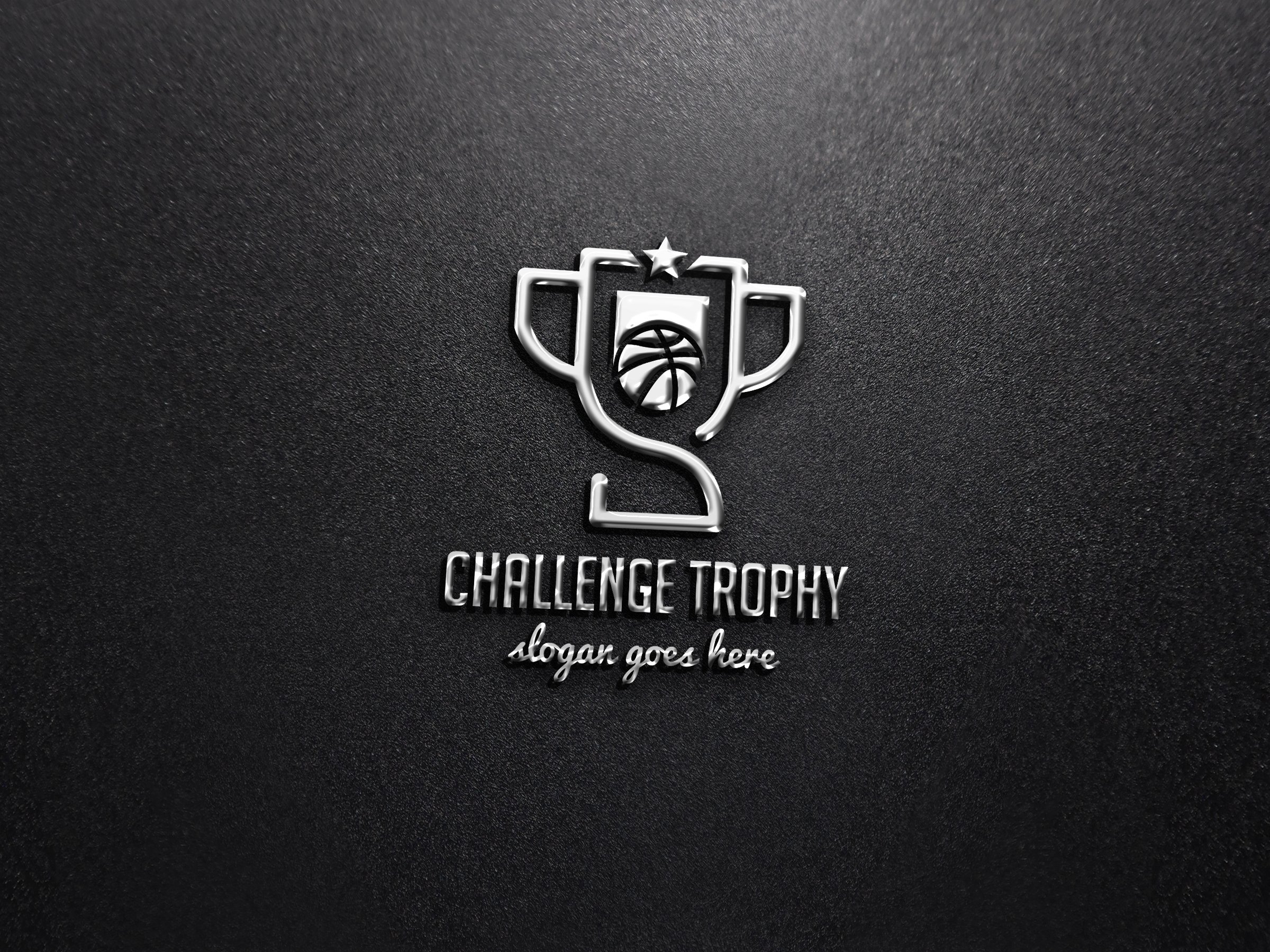 Black matte paper with silver trophy logo.