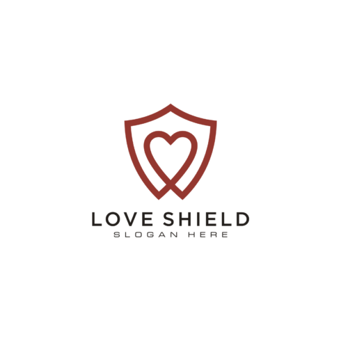 Shield And Love Logo Template Line Style Cover Image.