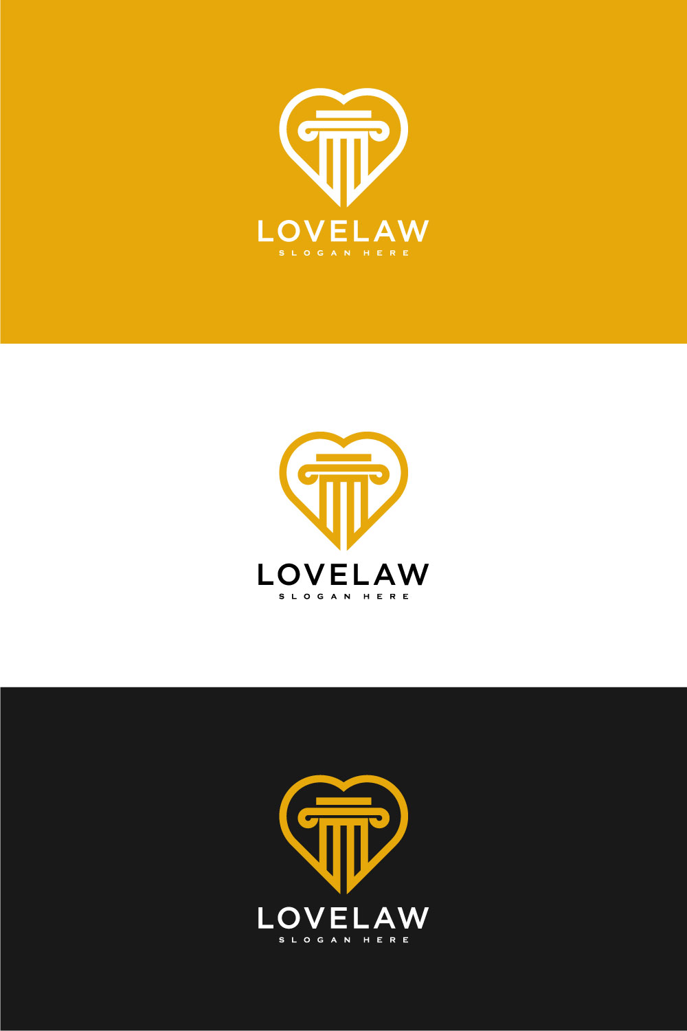Love and Law Firm Logo Vector Design pinterest image.