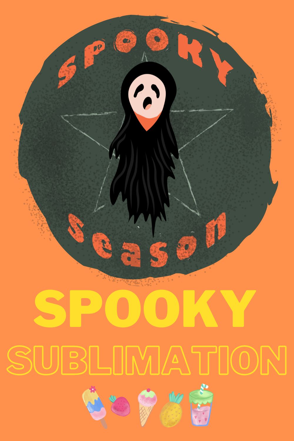 Halloween Spooky Season Ghost Sublimation pinterest image.