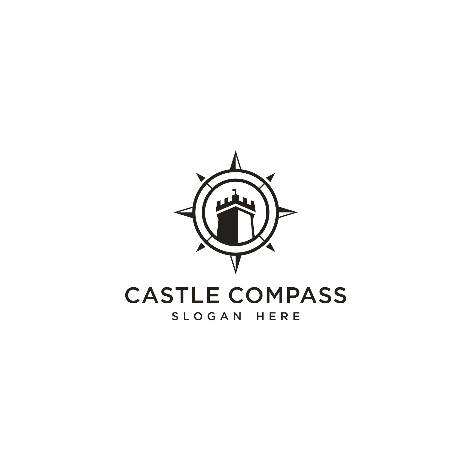 Castle And Compass Concept Adventure Or Journey Logo Design Inspiration Cover Image.