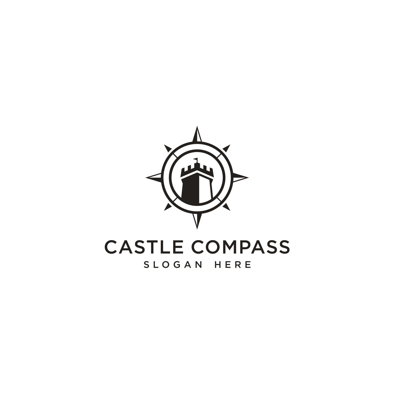 castle and compass concept adventure or journey logo design inspiration ...