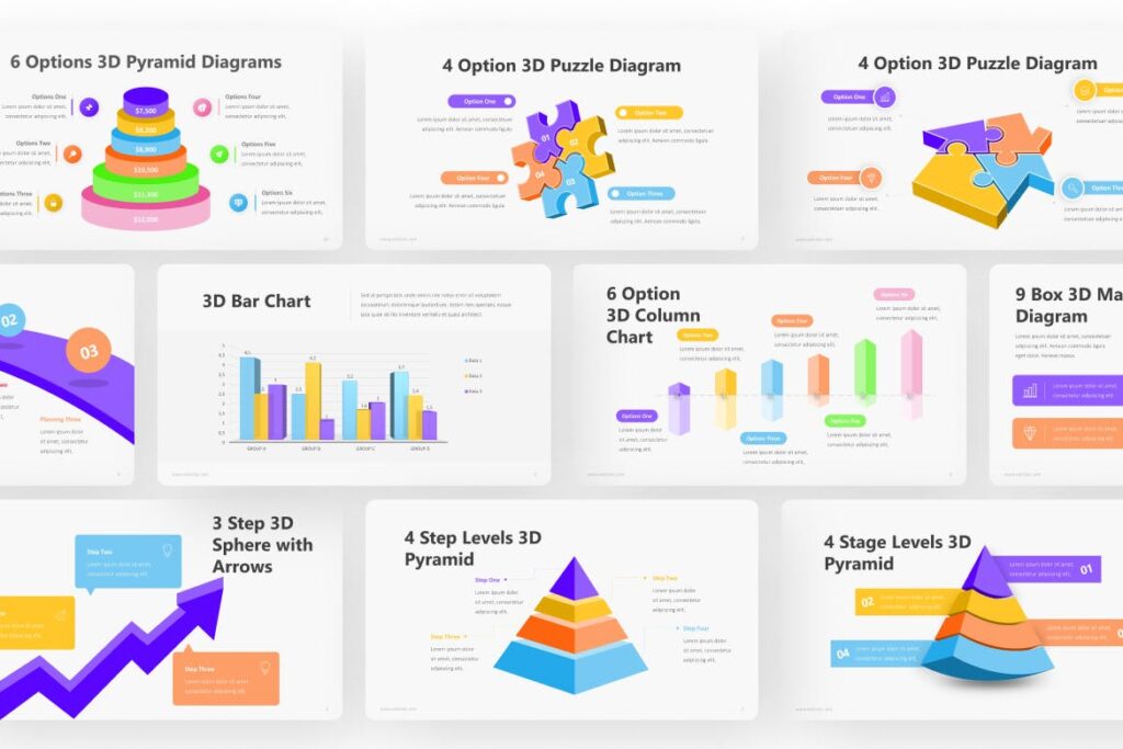 3D Infographic PowerPoint Template 16:9 – MasterBundles