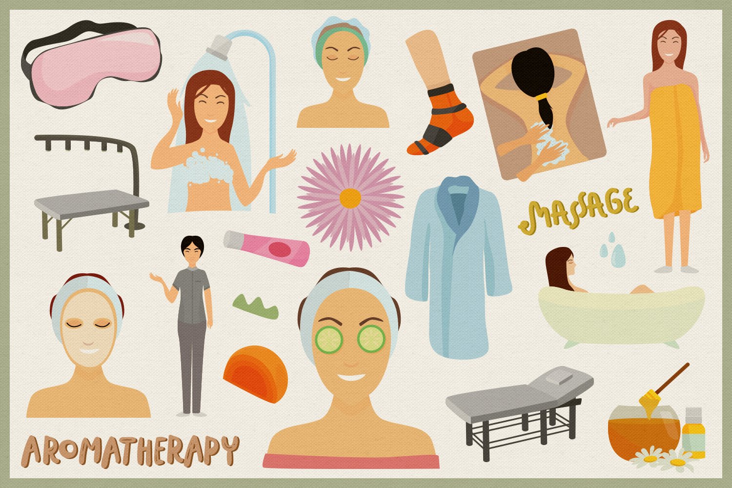 70 vector clipart about beauty care and spa treatments.