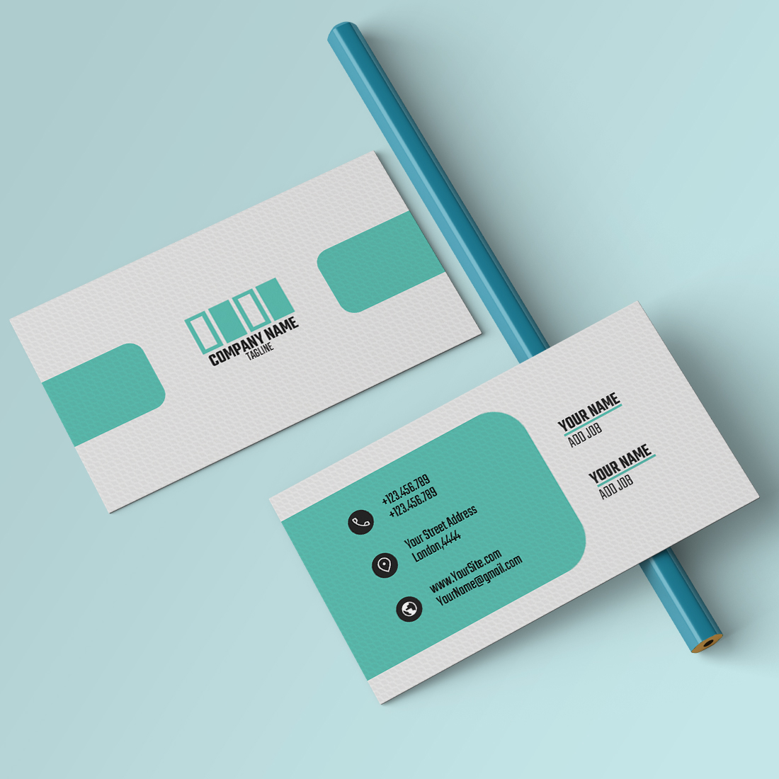 Corporate Business Card in 4 Colors Bundle, in blue color.