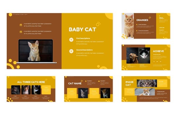 Slides with icons and pets images.