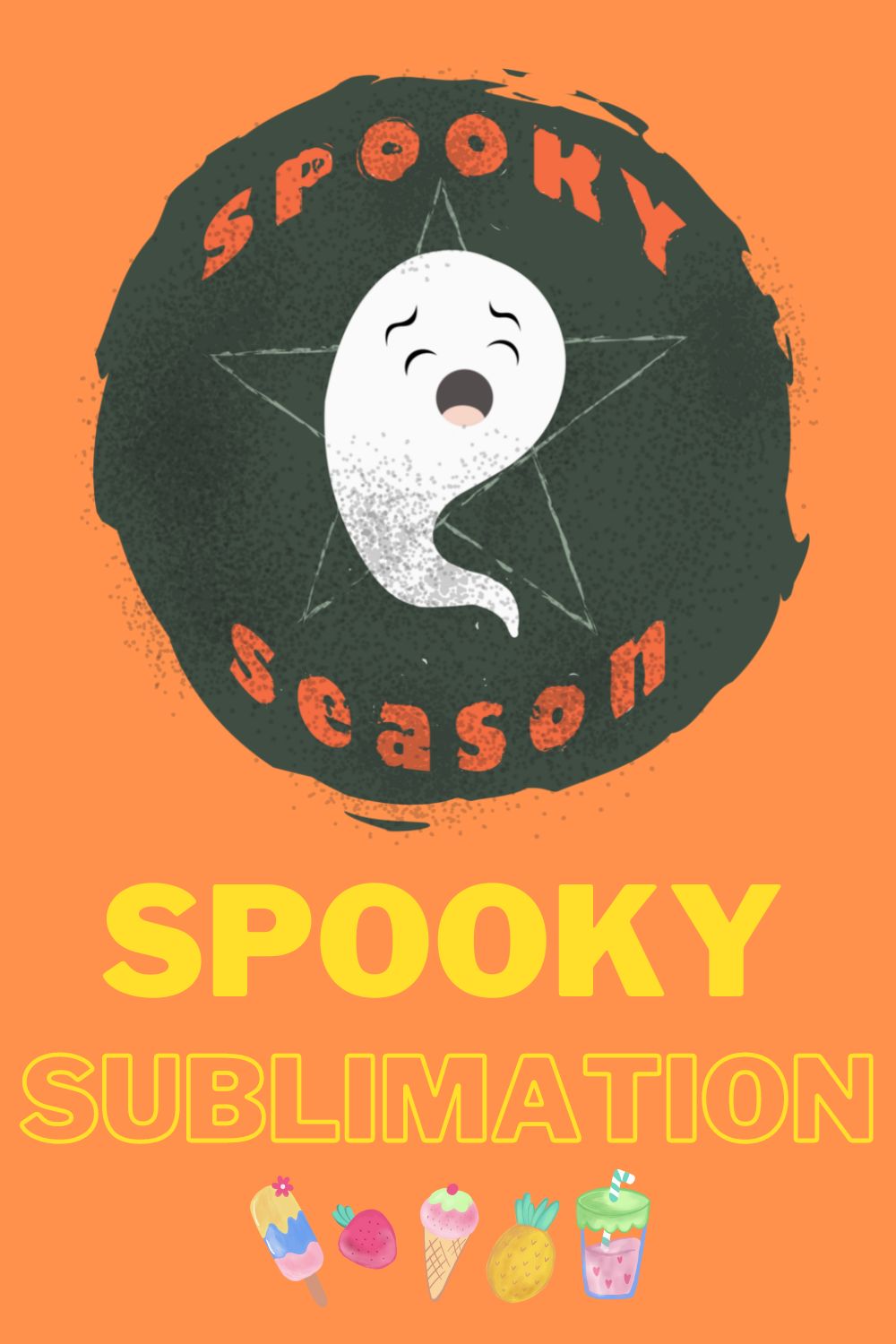 Halloween Spooky Ghost Sublimation pinterest image.