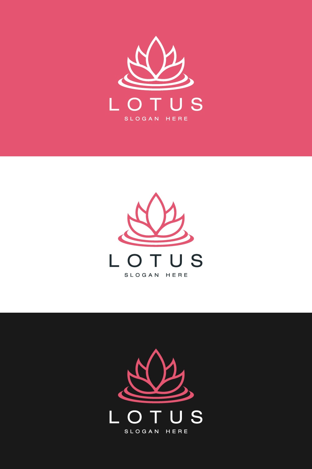 Flower Lotus Logo Design Vector Template Pinterest Image.