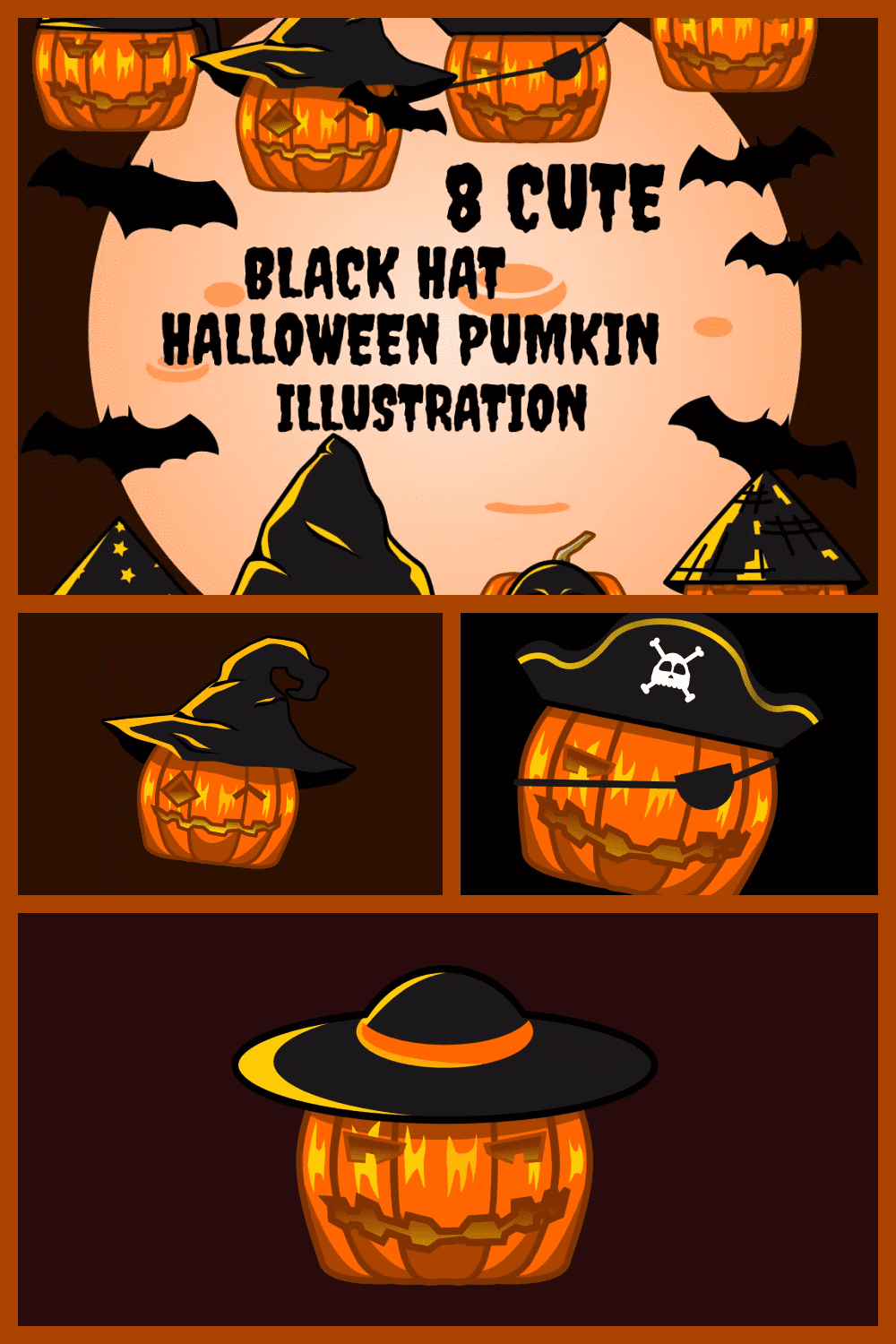 Collage with pumpkins in pirate style.