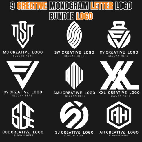 9 Creative Monogram Letter Logo Bundle cover image.