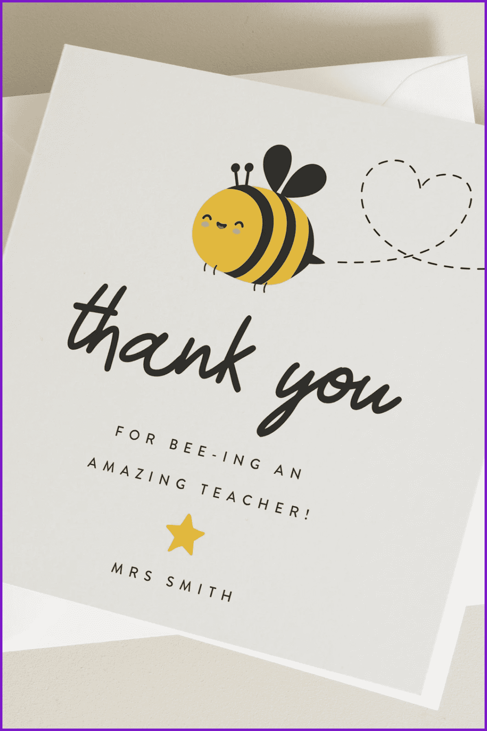 Postcard with cute text and happy bee.