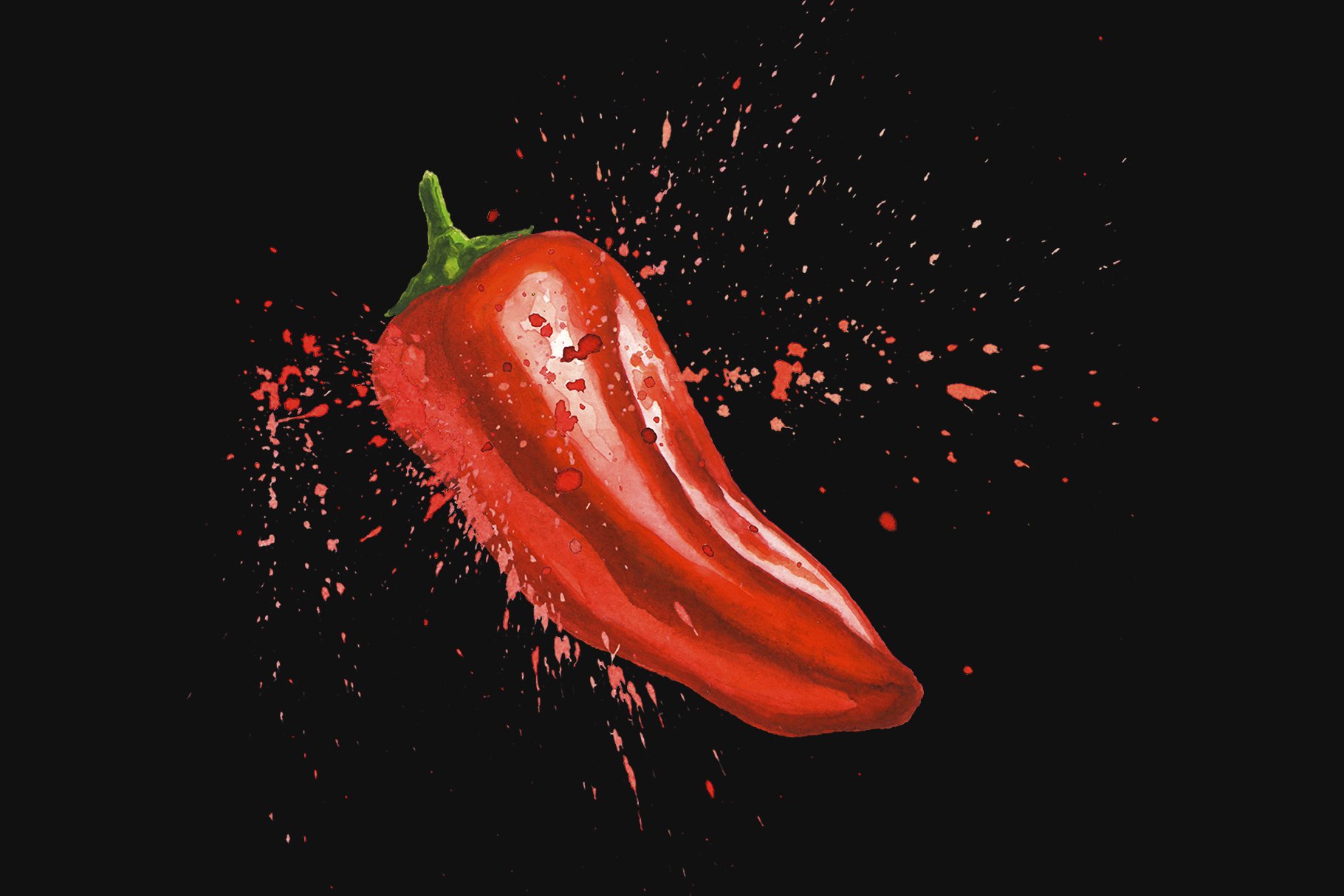 Art illustration with red pepper.