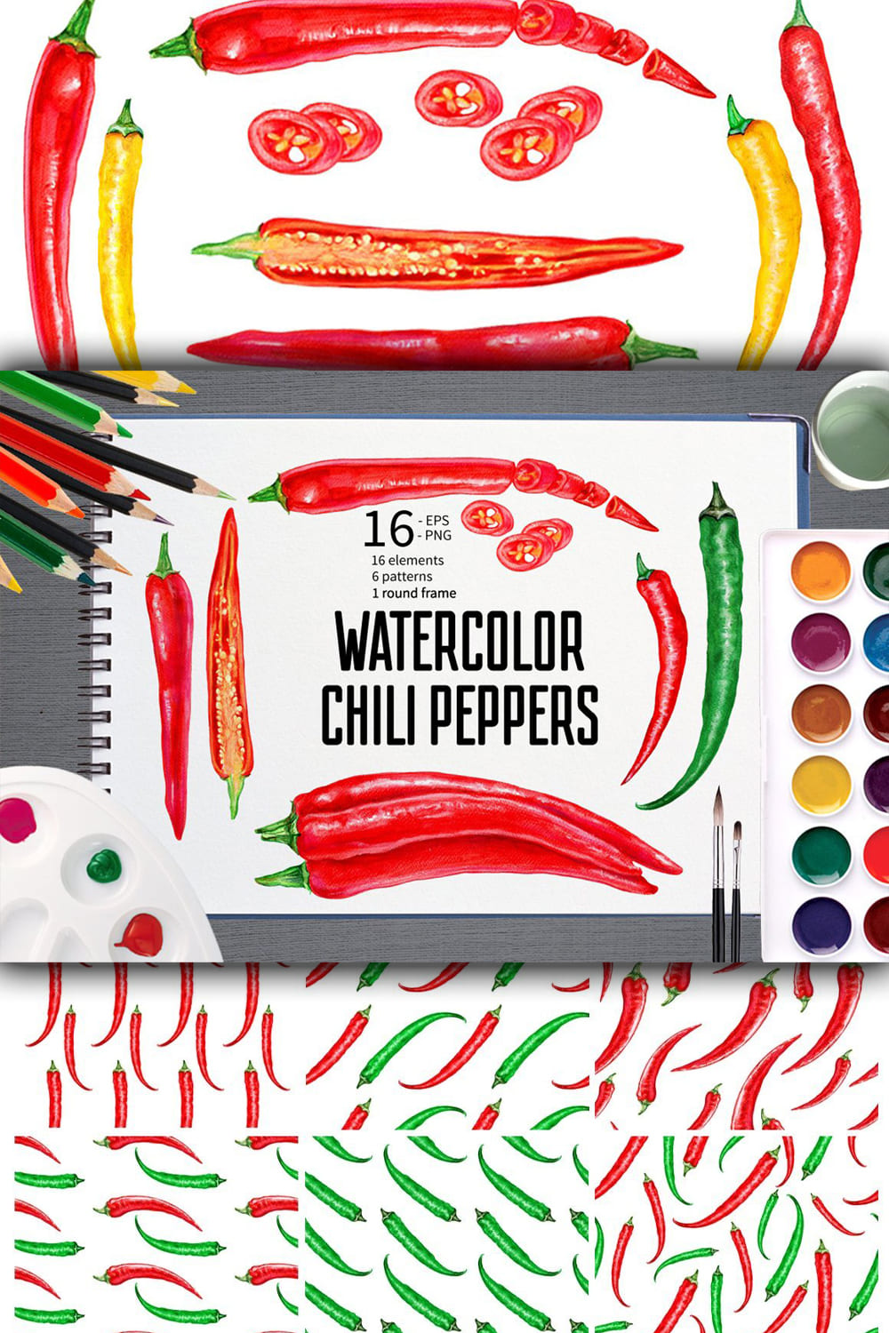 938300 watercolor chilli peppers collection pinterest 1000 1500