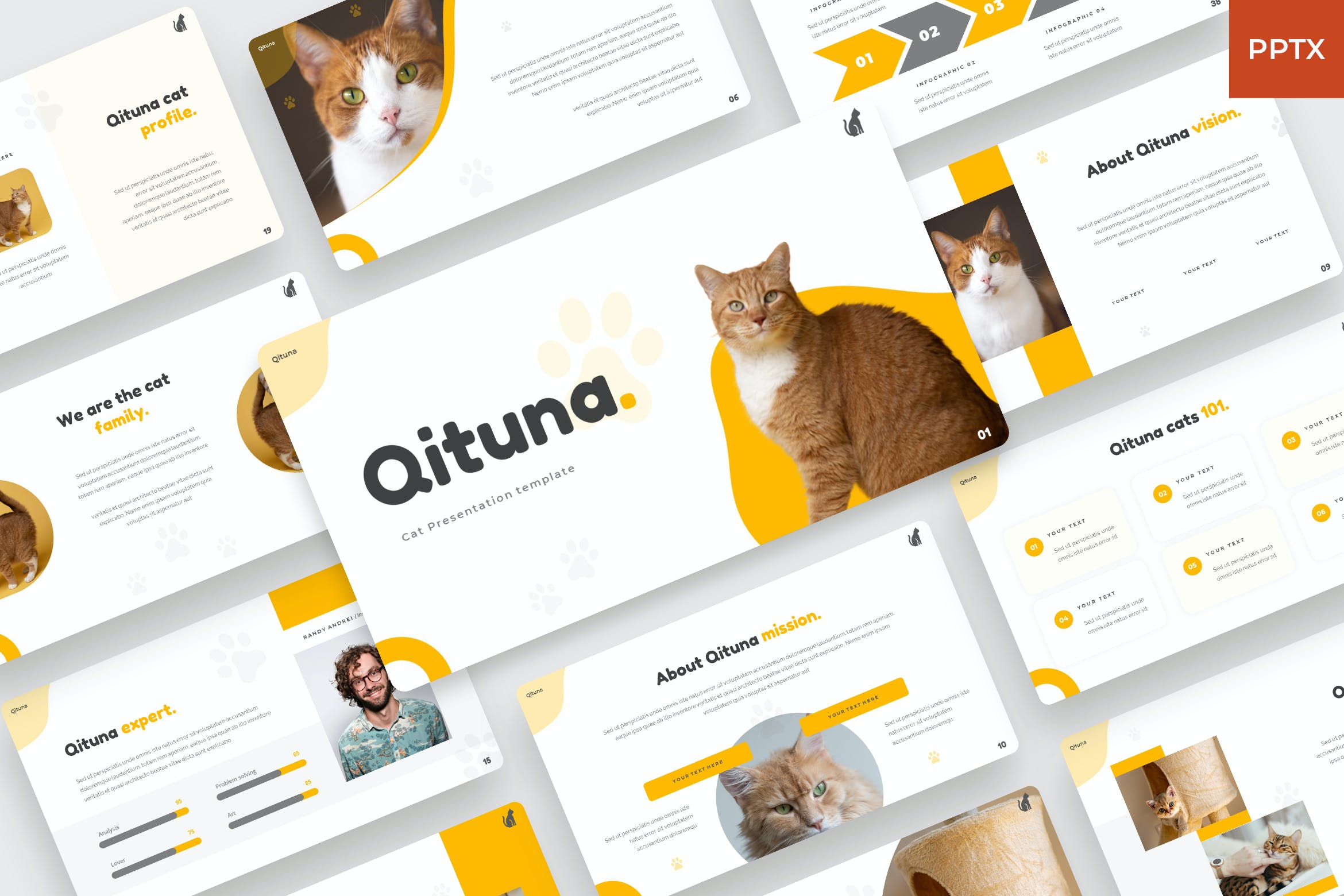 Cover image of Qituna - Cat animal PowerPoint Template.