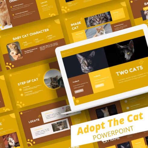 Adopt the cat powerpoint template - main image preview.