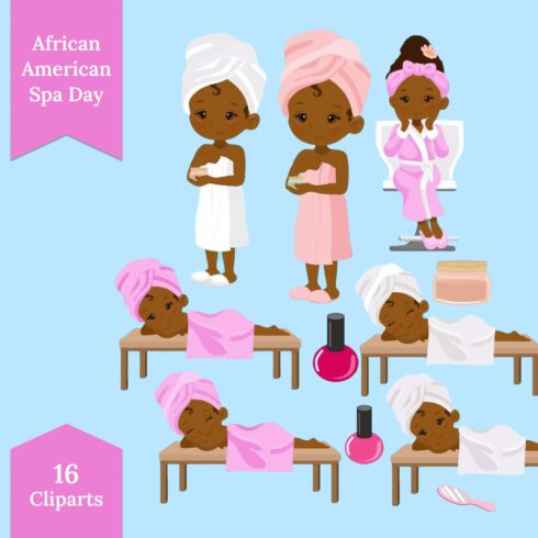 African american spa day clipart - main image preview.