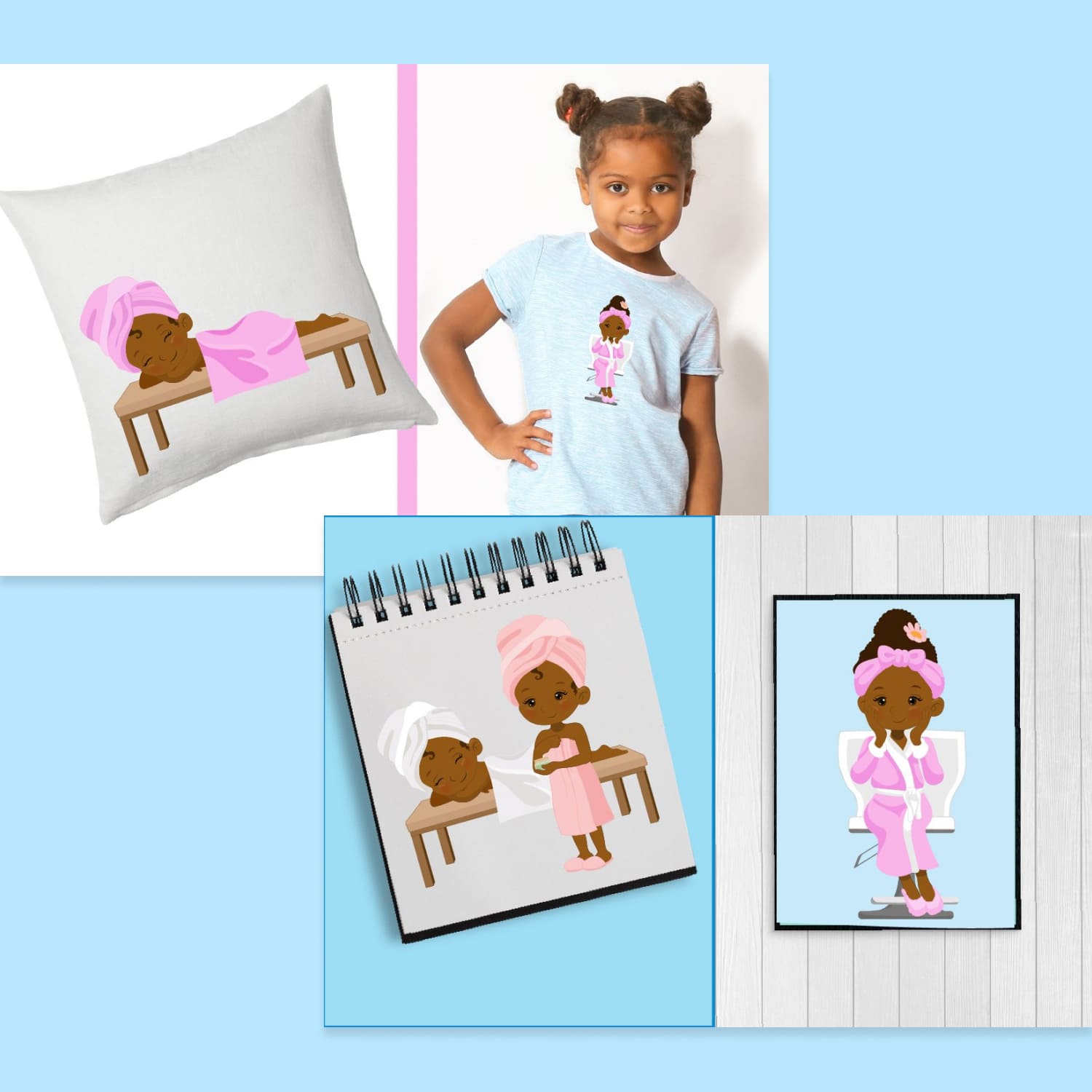 African american spa day clipart created by plusstore.