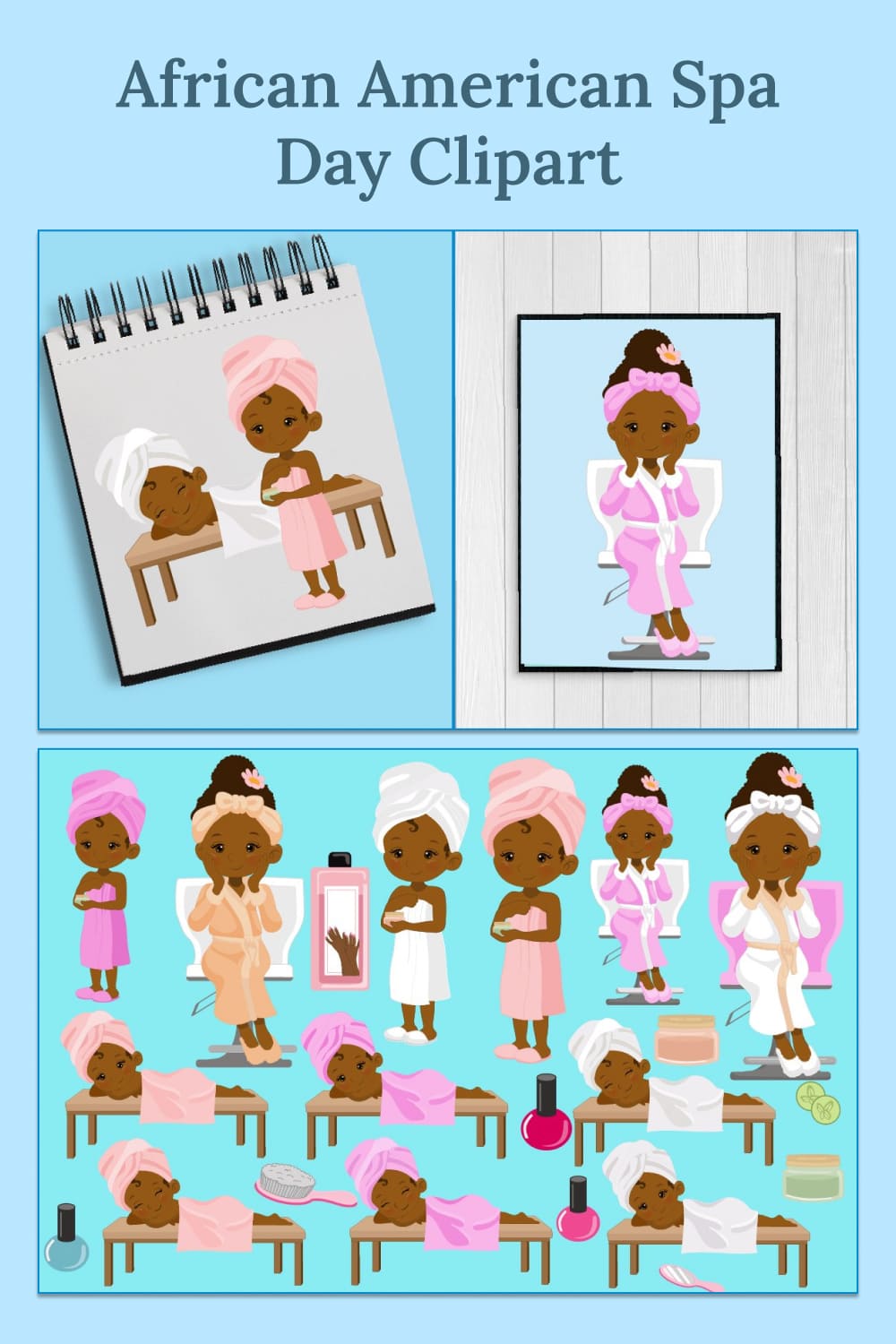 African american spa day clipart - pinterest image preview.