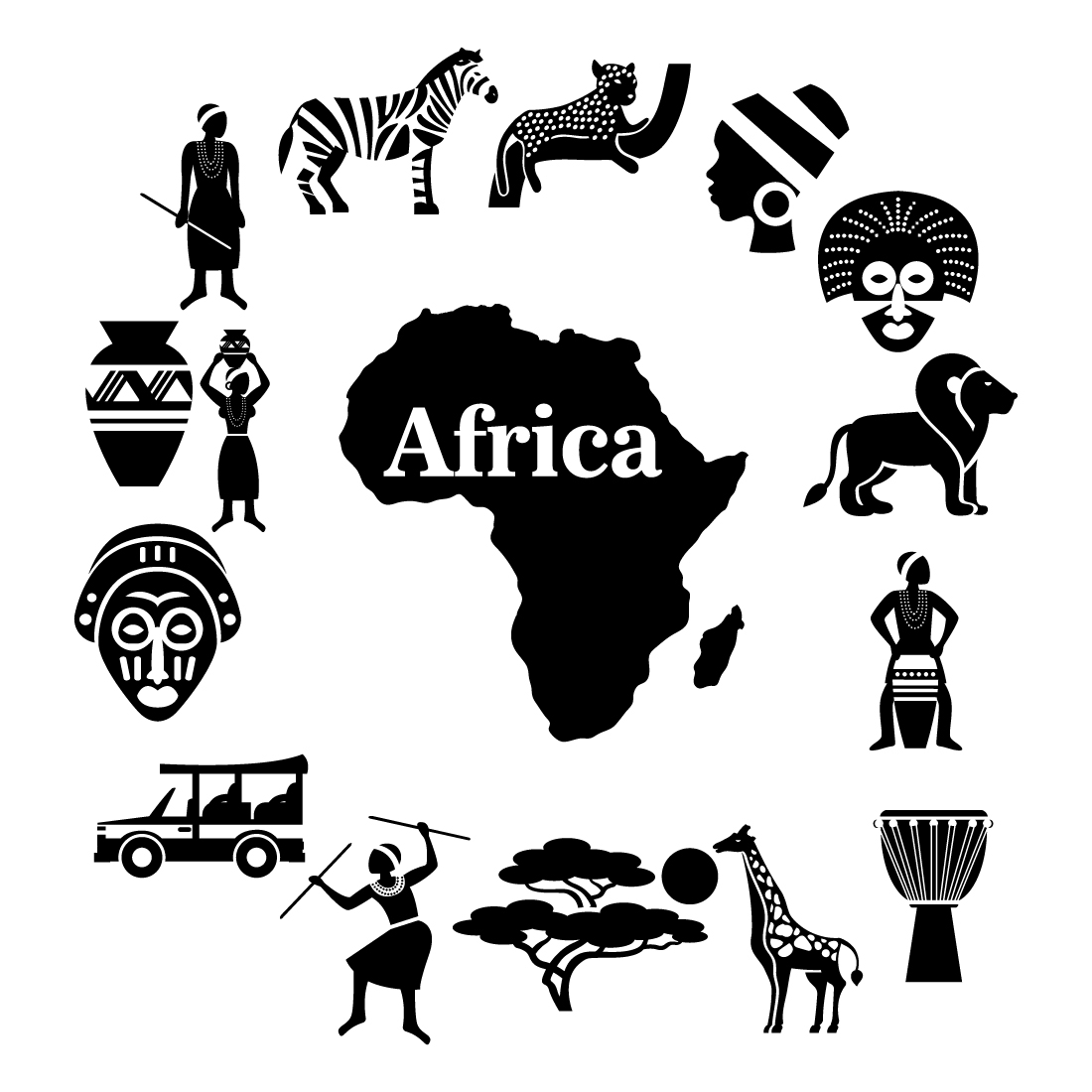 Africa Culture Signs Illustration, Icons and Colors preview image.